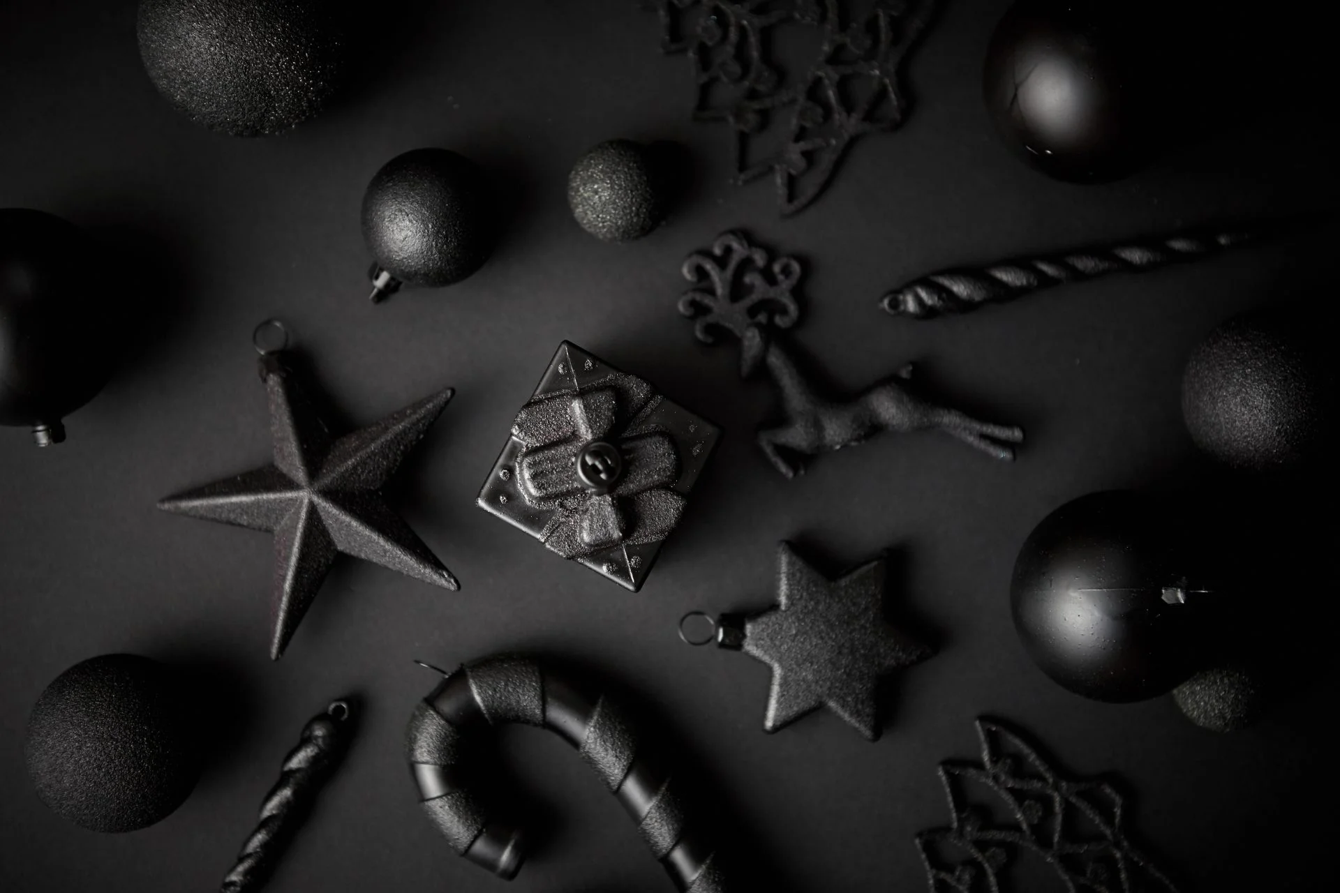 Christmas minimalistic and simple composition in mat black color