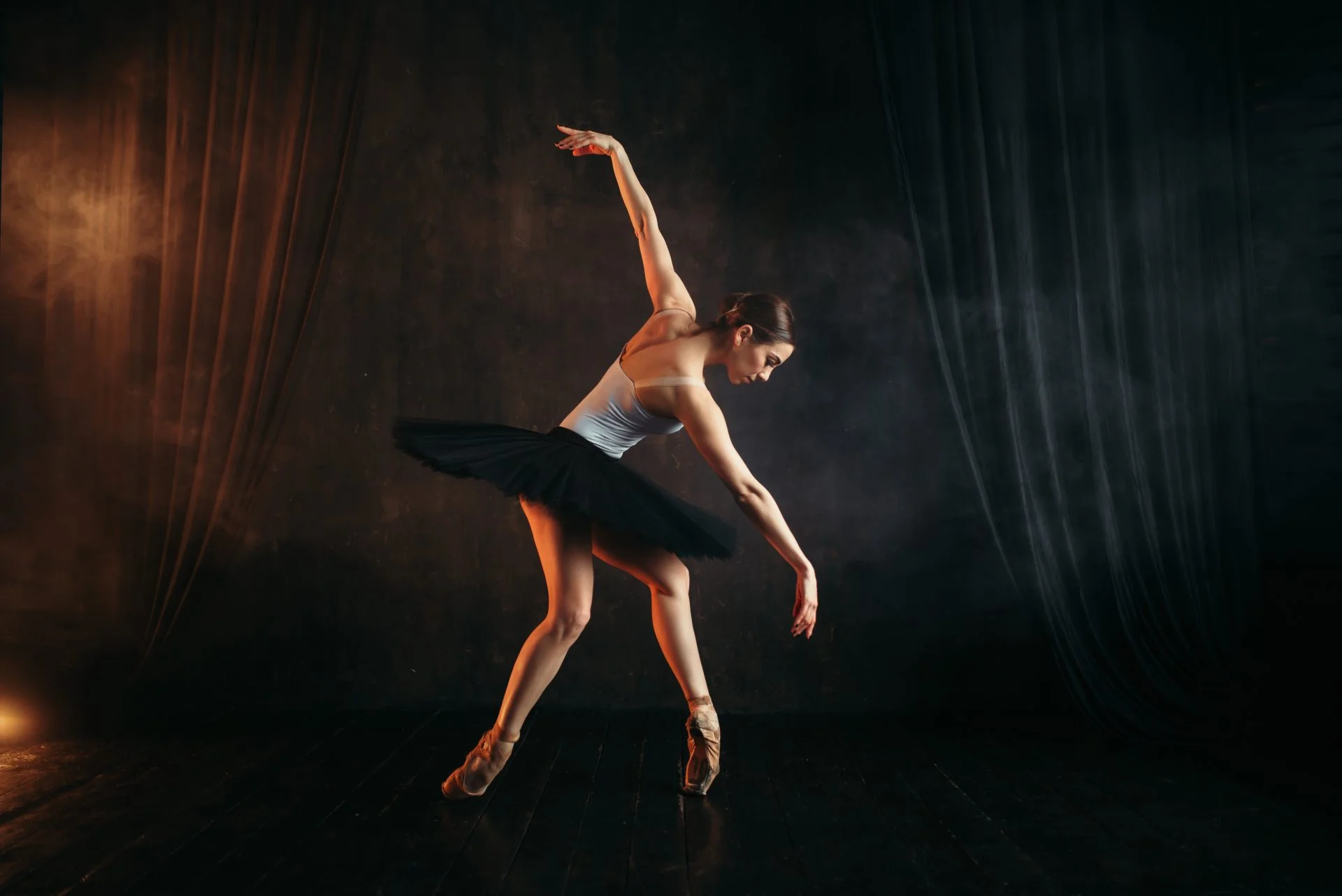 Elegance ballerina in action on theatrical stage