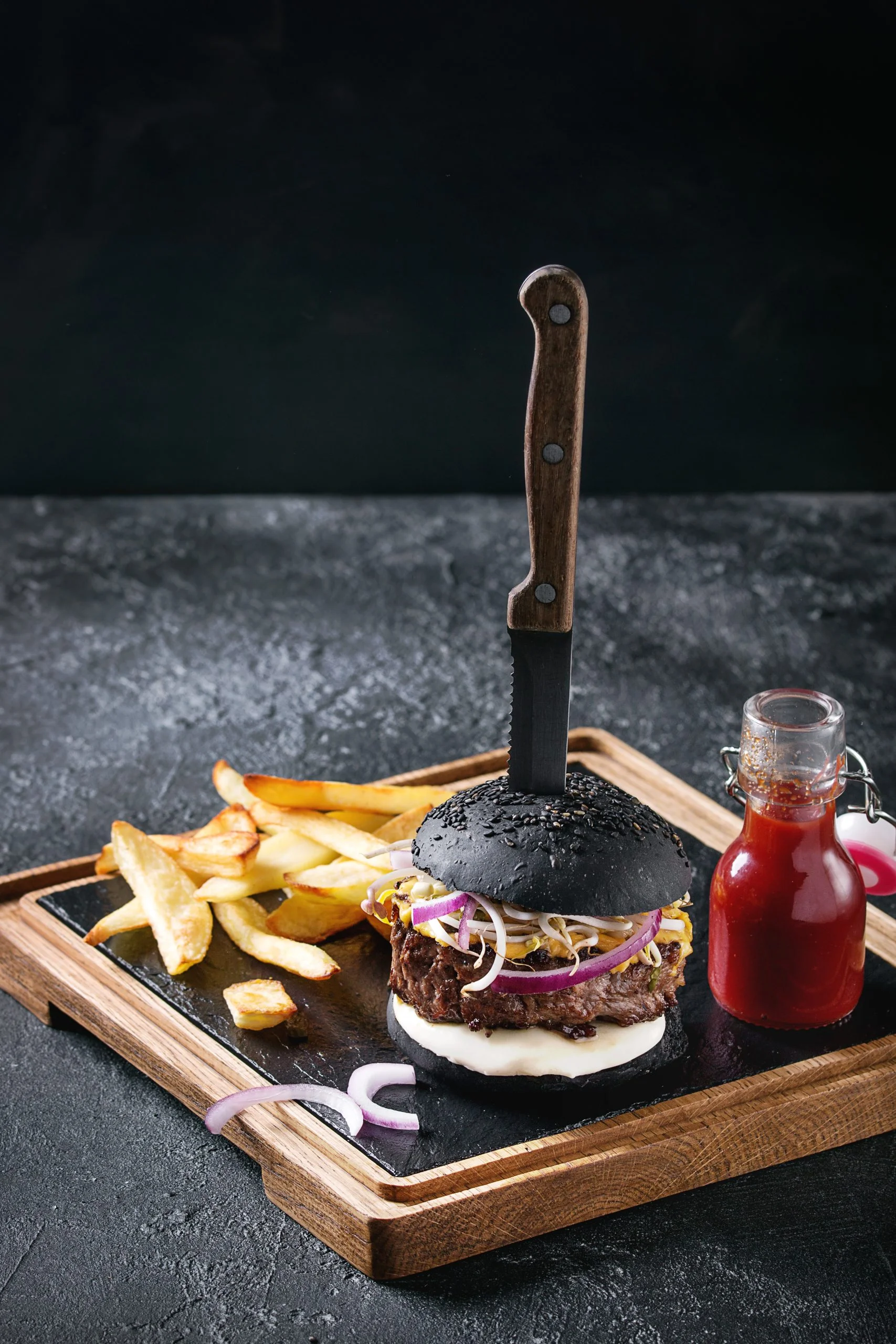 Hamburger with french fries