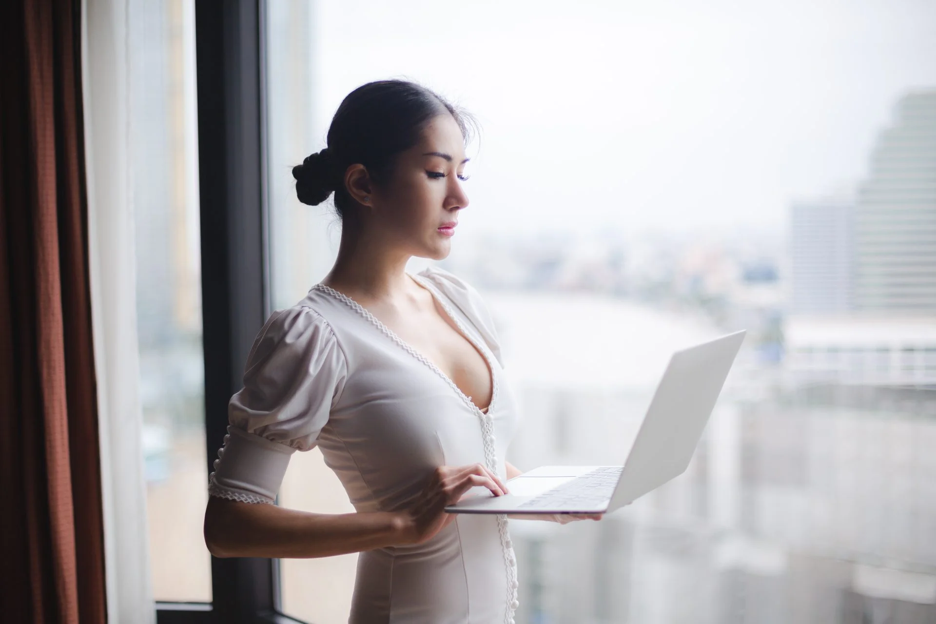sexy business woman working successful in business manage financial work, sexy style